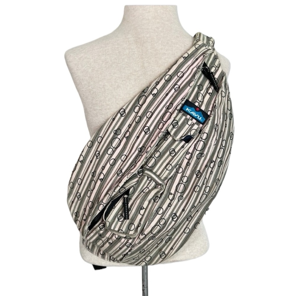 KAVU adjustable Rope Sling Bag with compartments stripes and circles print - Picture 15 of 15